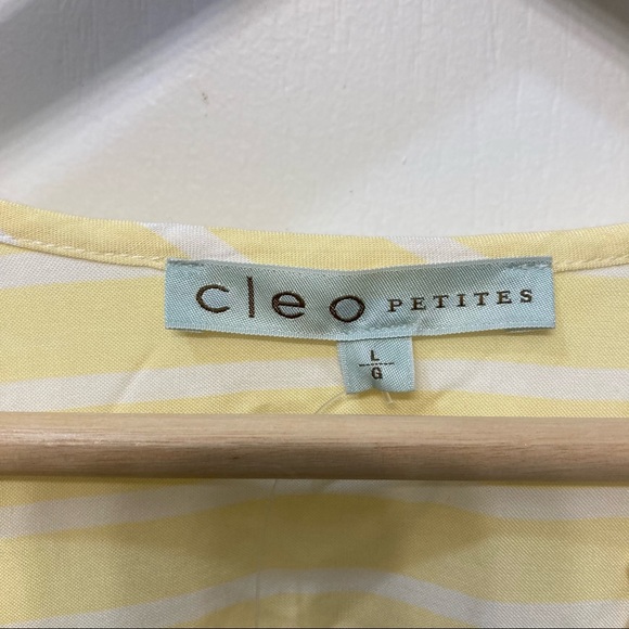 Cleo Petites Yellow/white striped buttoned blouse Size L - Picture 2 of 3